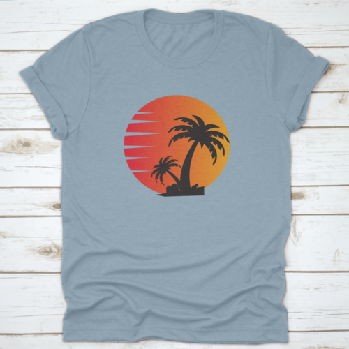 Palm Tree In A Beautiful Sunset, Beach Lover, Beach Logo, Palm Trees