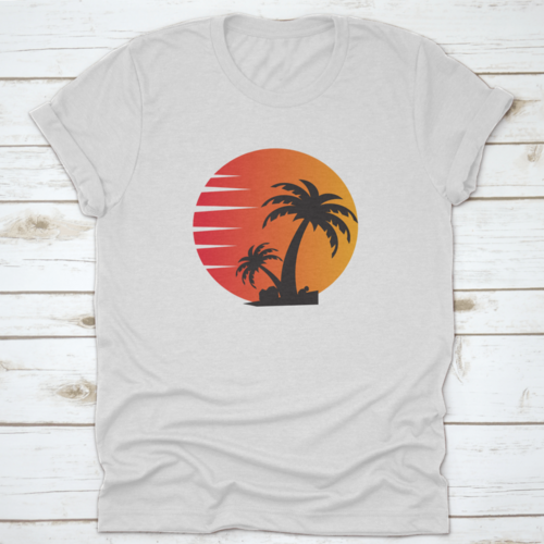Palm Tree In A Beautiful Sunset, Beach Lover, Beach Logo, Palm Trees
